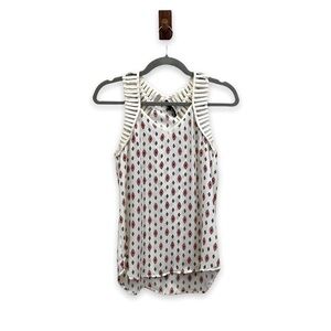 Anthropologie Ro&De Top Womens Extra Small White Cream Ikat Trial Aztec Y2K Boho